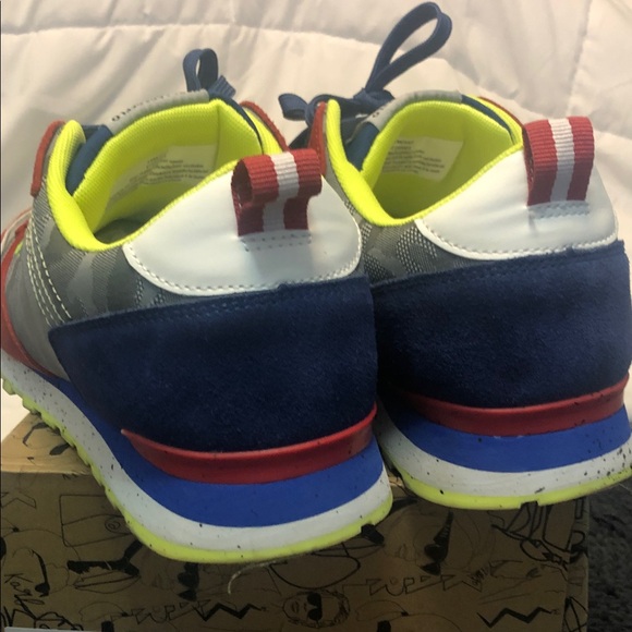 Karl Lagerfeld Red, Blue Suede and Gray Camouflage Sneakers - Picture 7 of 9